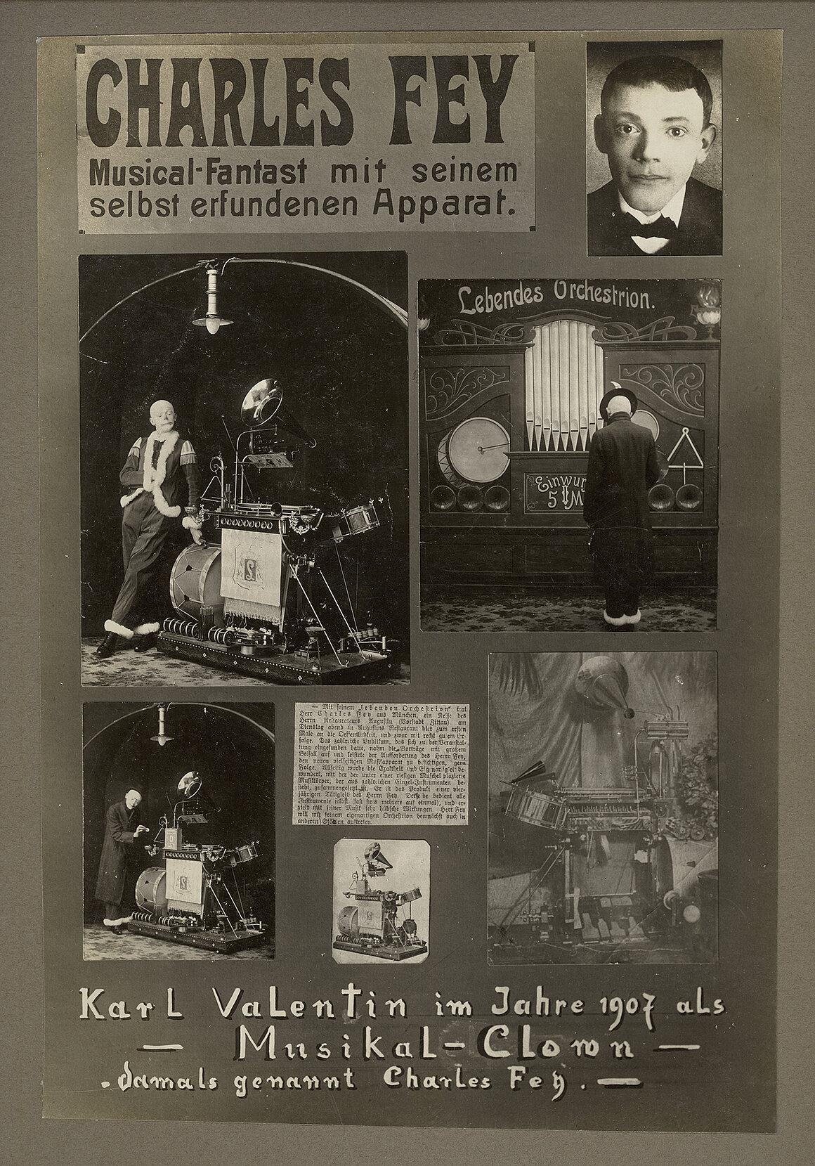 Karl Valentin, Karl Valentins Volkssängertafeln, Tafel 70, Karl Valentin mit Orchestrion, 1927