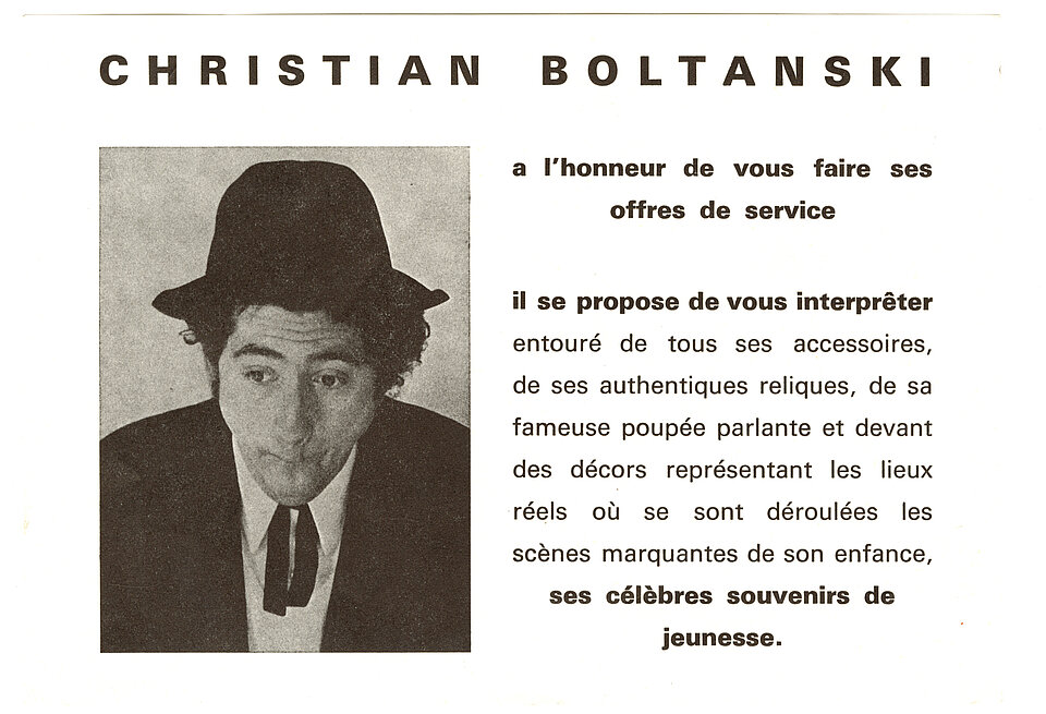Christian Boltanski, Christian Boltanski, AFFICHETTE OÙ C. B. PROPOSE SES SERVICES, 1974
