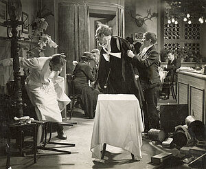 Karl Valentin, Liesl Karlstadt und Josef Rankl im Film Der Firmling, 1934