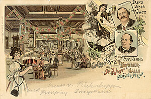 Grüße aus Papa Kerns Bockbierhalle, um 1890
