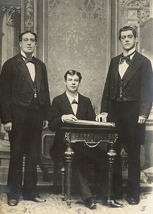 Anderl Welsch, Anderl Welsch, Erlacher Christian und Koller Philipp als Salonkomiker, um 1890