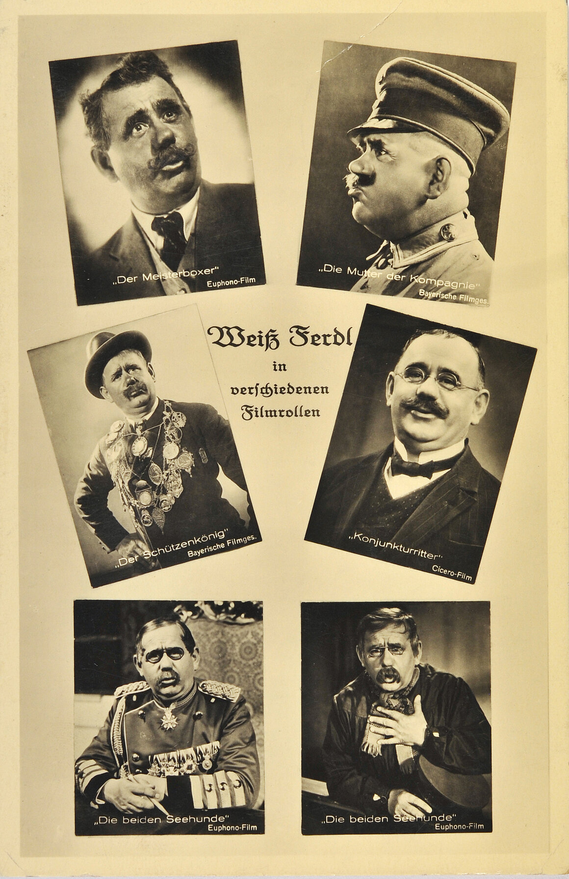 Weiß Ferdl in verschiedenen Filmrollen, 1935