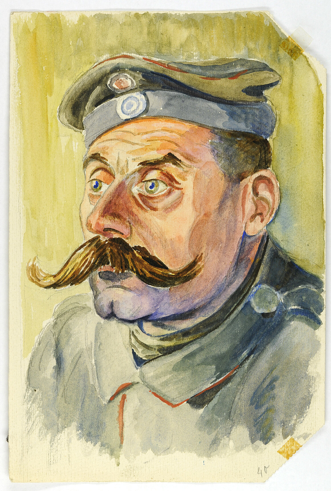 Ludwig Greiner, Aquarell, Kriegsalbum Frankreich (blau), 1914