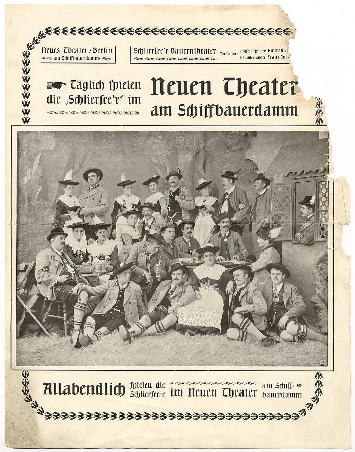 Schlierseer Bauerntheater im Neuen Theater am Schiffbauerdamm, Berlin, um 1895