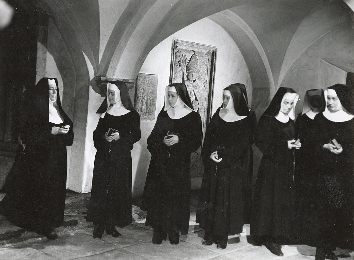 Liebeneiner, Hurdalek, Liesl Karlstadt als Nonne im Film "Die Trapp-Familie", 3. Oktober 1956