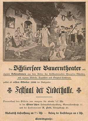 Das Schlierseer Bauerntheater im Festsaal der Liederhalle, Stuttgart, 1896