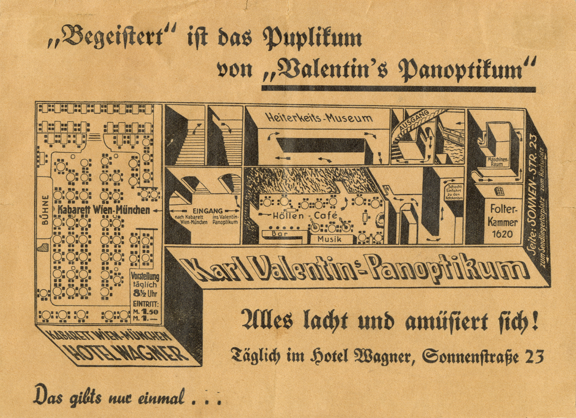 Karl Valentin, Karl Valentins Panoptikum, Plan, Übersicht, 1934