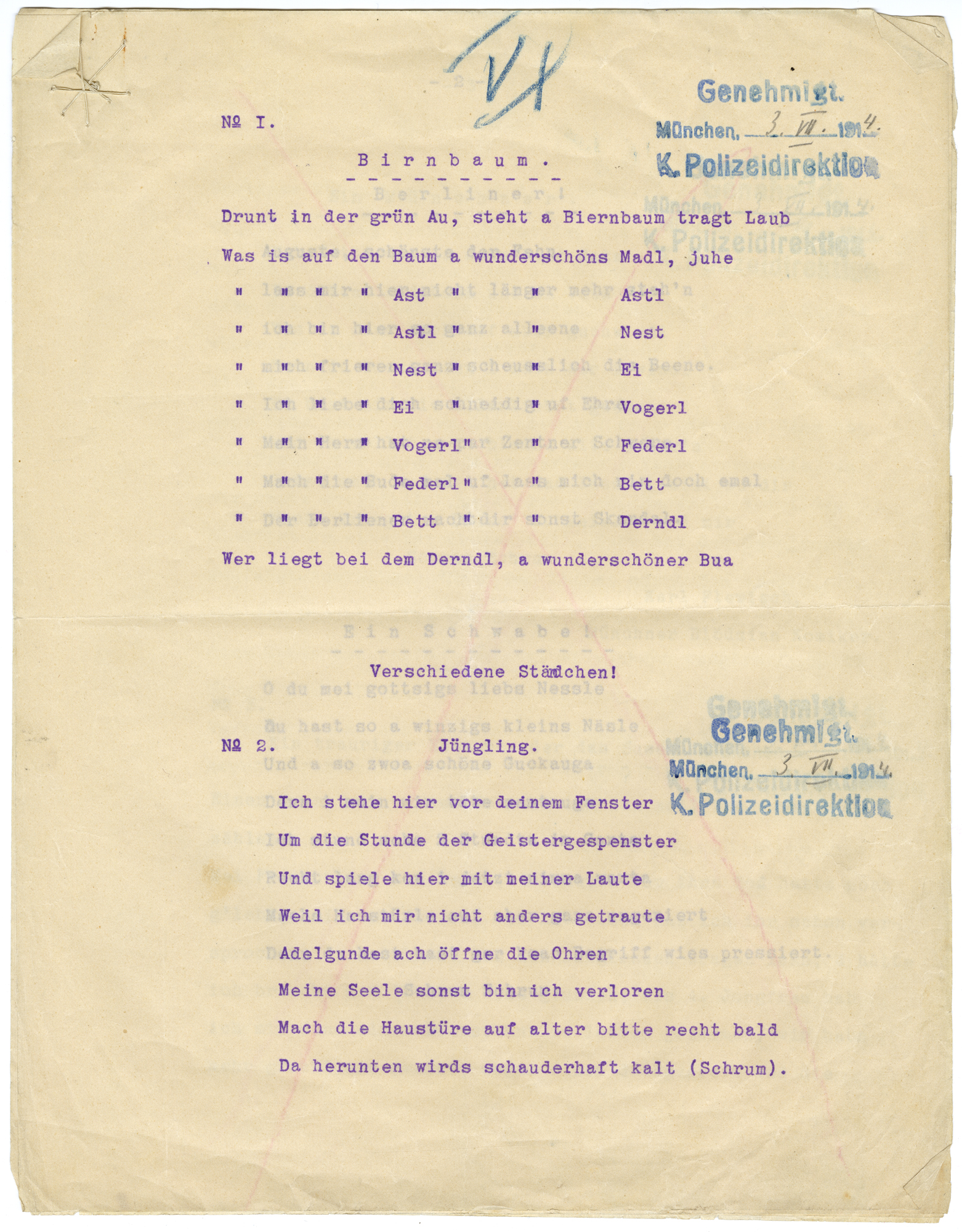 Behördliche Aufführungs-Genehmigung , 1914